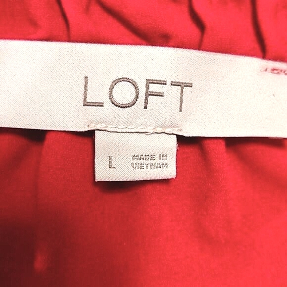 LOFT Red Ruffle Hem Blouse – Size L - Picture 5 of 9